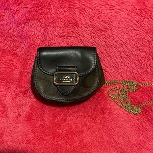 Coach Black and Brown Mini Bag with Gold Accents
